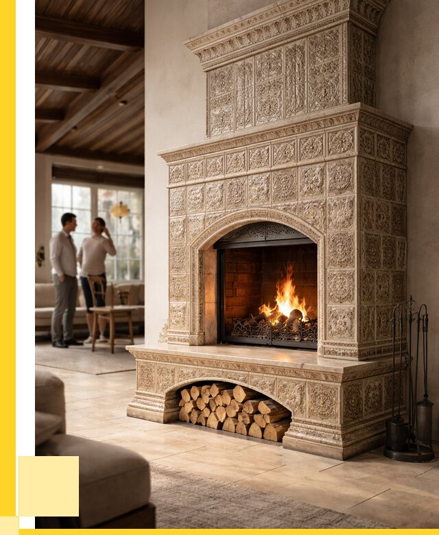 Купить изразцовый камин в Амурске от 258300 р. | ЭриданМрс