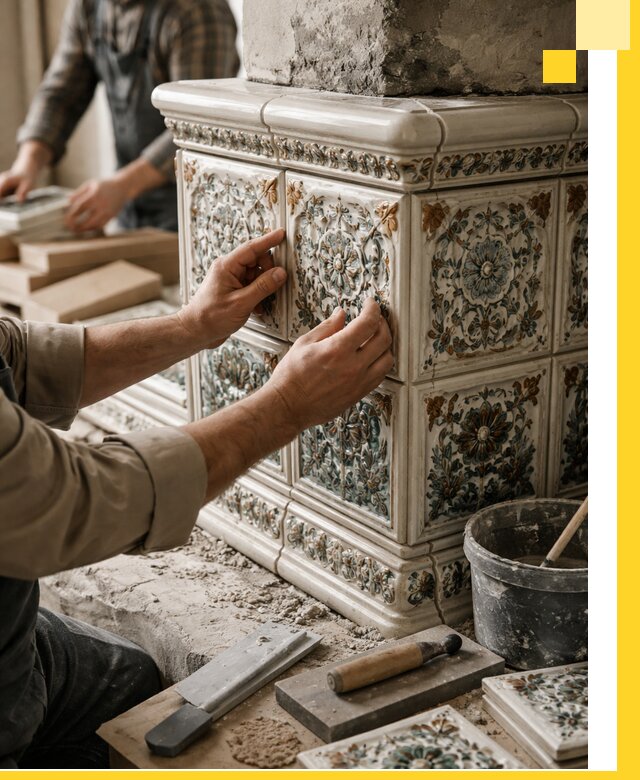 Изразцовые камины под ключ в Амурске: проект и монтаж