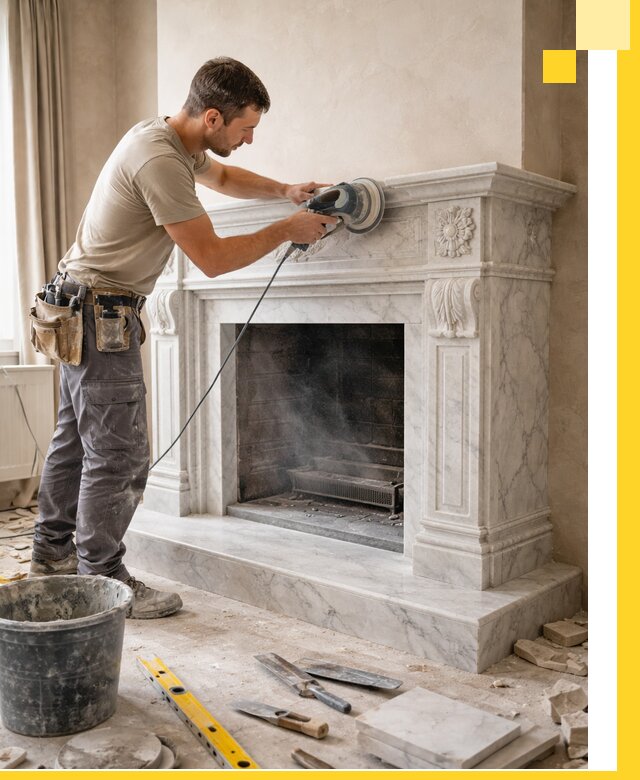 Изготовление и установка мраморных каминов в Амурске под ключ