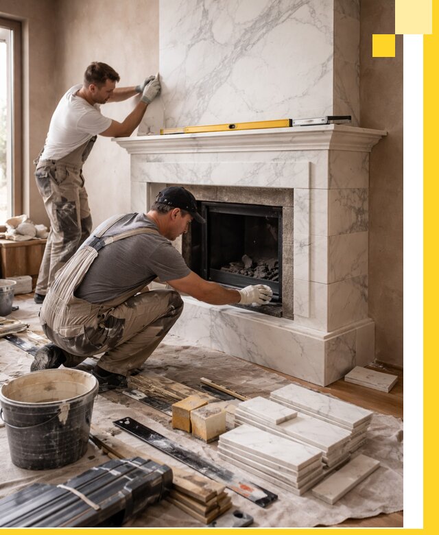 Отделка каминов в Амурске качественные облицовочные работы