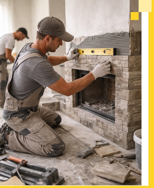 Облицовка каминов в Амурске, монтаж и отделка натуральным камнем