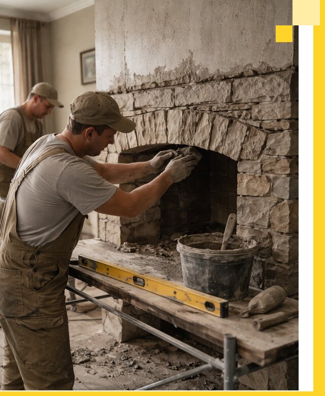 Изготовление каминов под ключ в Амурске, монтаж и отделка