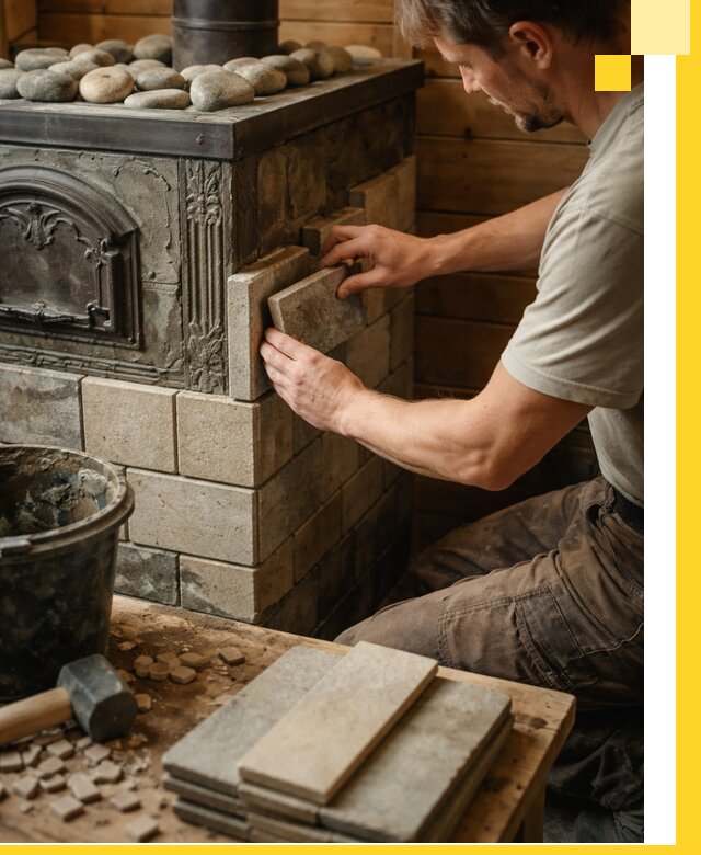 Облицовка банных печей в Амурске профессиональная отделка