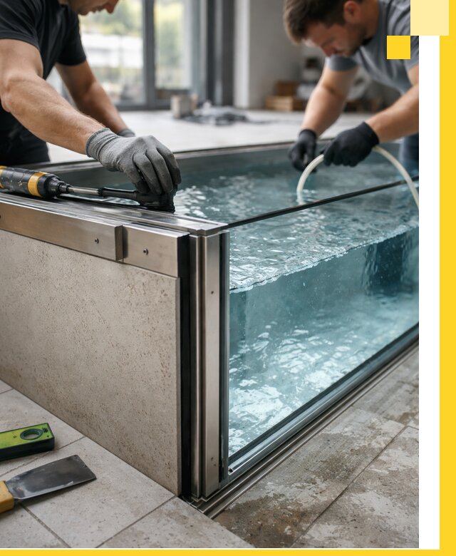 Проектирование и монтаж стеклянных бассейнов в Амурске