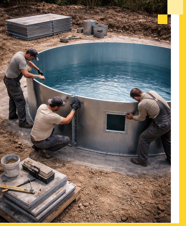 Круглые бассейны под ключ в Амурске проектирование и монтаж