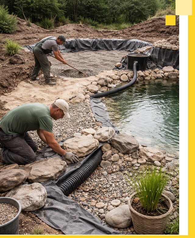Строительство природных бассейнов и озер в Амурске под ключ
