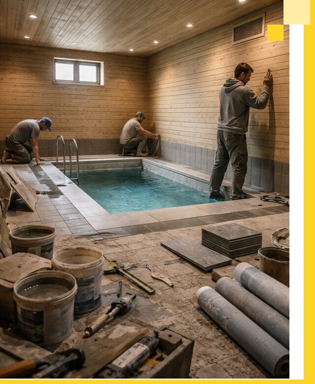 Строительство бани с бассейном и сауной под ключ в Амурске