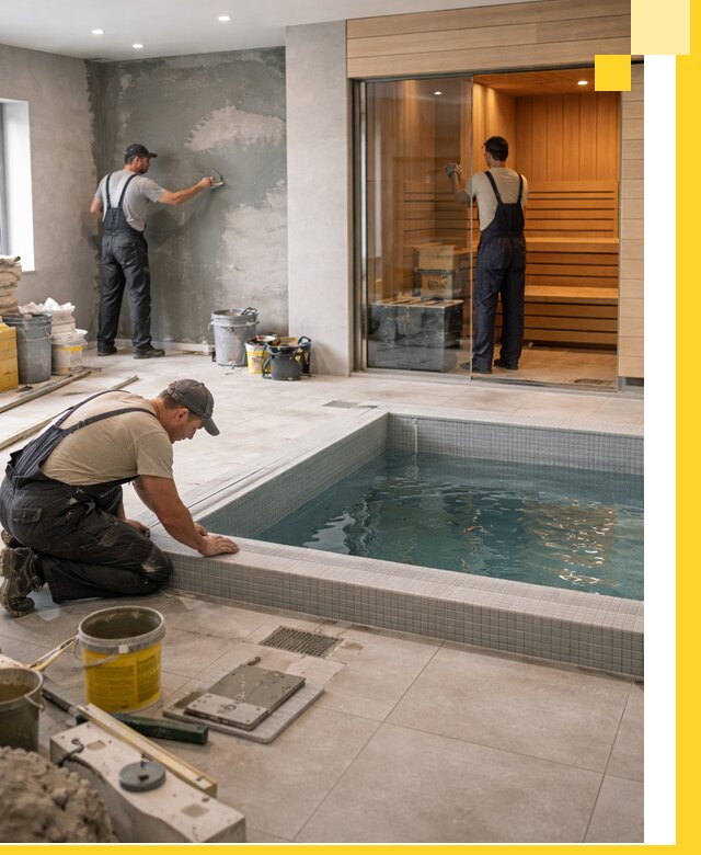 Проектирование и строительство сауны с бассейном в Амурске