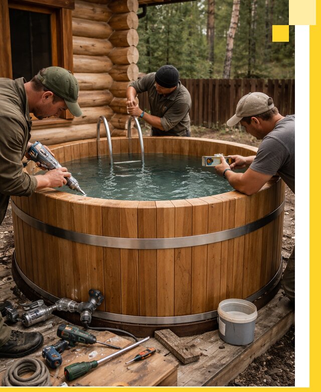 Строительство бань с купелью под ключ и отделкой в Амурске