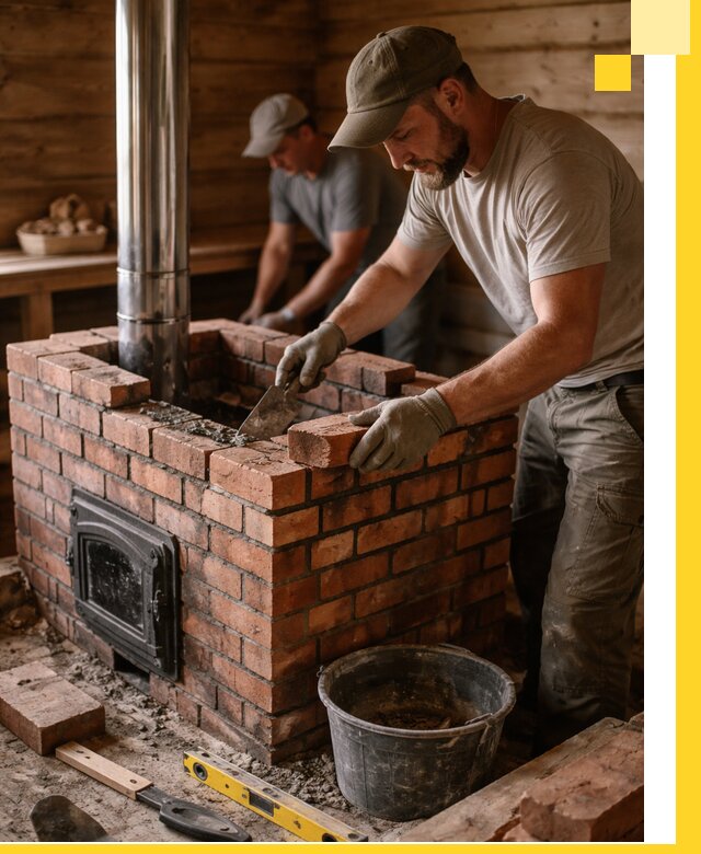 Кирпичные печи для бани под ключ в Амурске, проект и монтаж