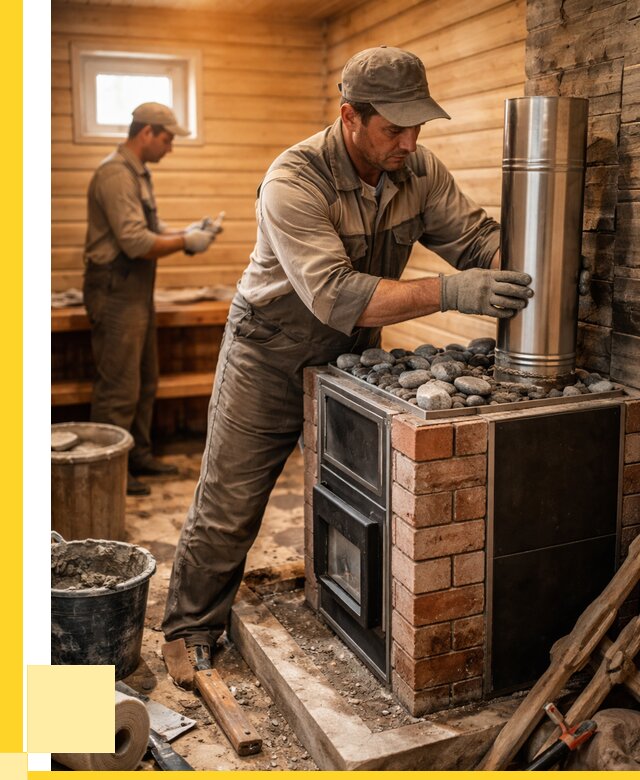 Монтаж печи в бане под ключ в Амурске от 20664 р. | ЭриданМрс