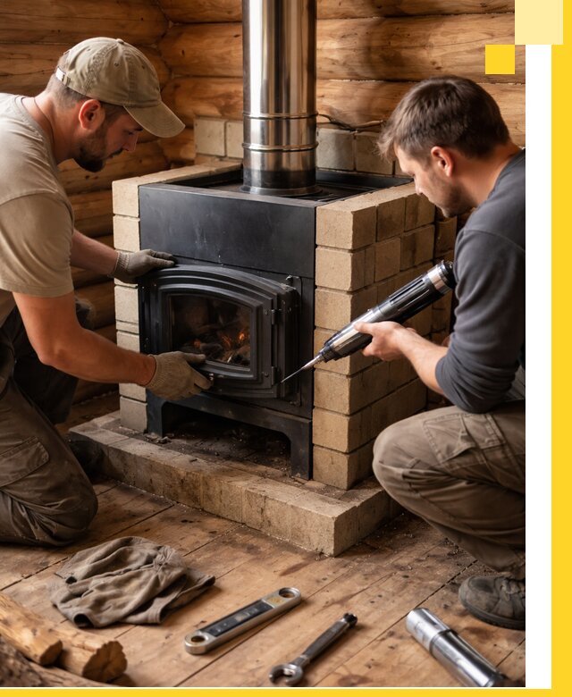 Монтаж и установка печи в бане под ключ с гарантией в Амурске