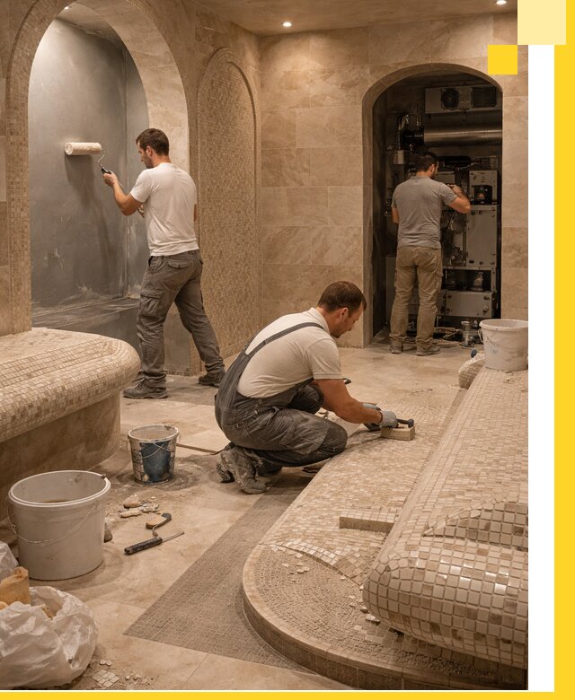 Строительство бани с хамамом и бассейном под ключ в Амурске