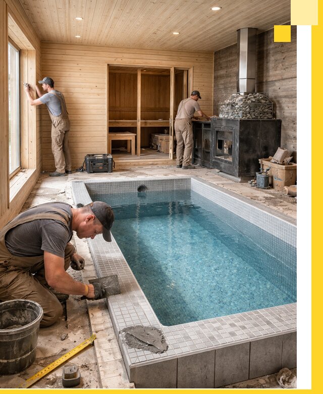 Проект бани с бассейном и сауной в Амурске под ключ