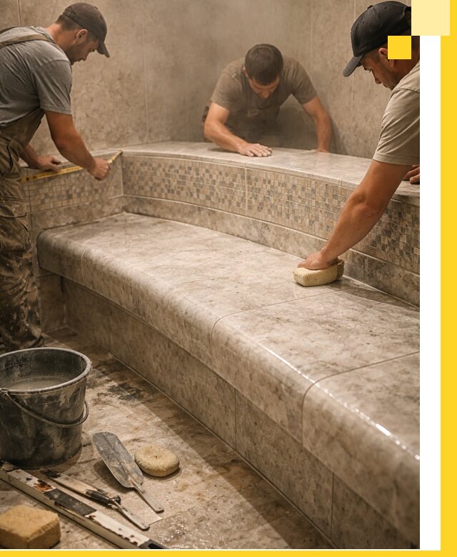 Изготовление и установка сидений для хамама в Амурске