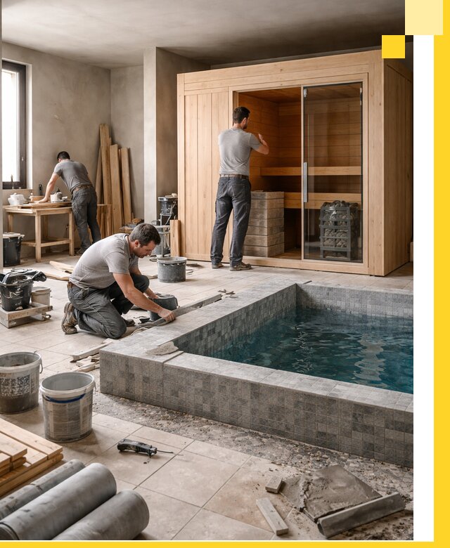 SPA зоны под ключ с бассейном сауной и печью в Амурске